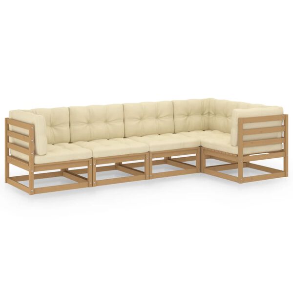 vidaXL Garden Lounge Set Honey brown, cream