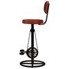 vidaXL Bar Stool Set of 2 Black and Brown Real Goat Leather, Iron