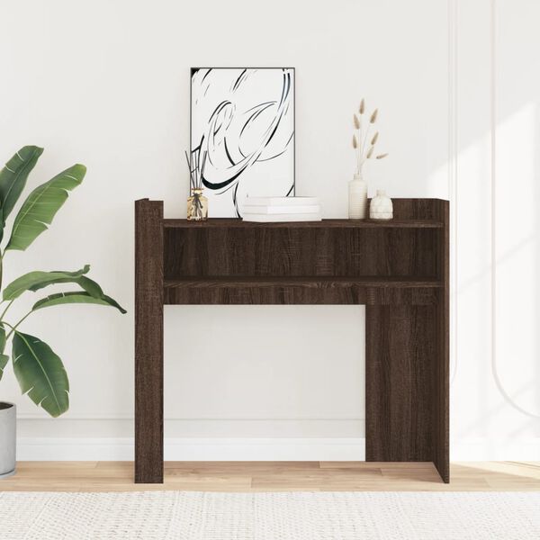 vidaXL Console Table Brown Oak Engineered Wood Medium Console Table