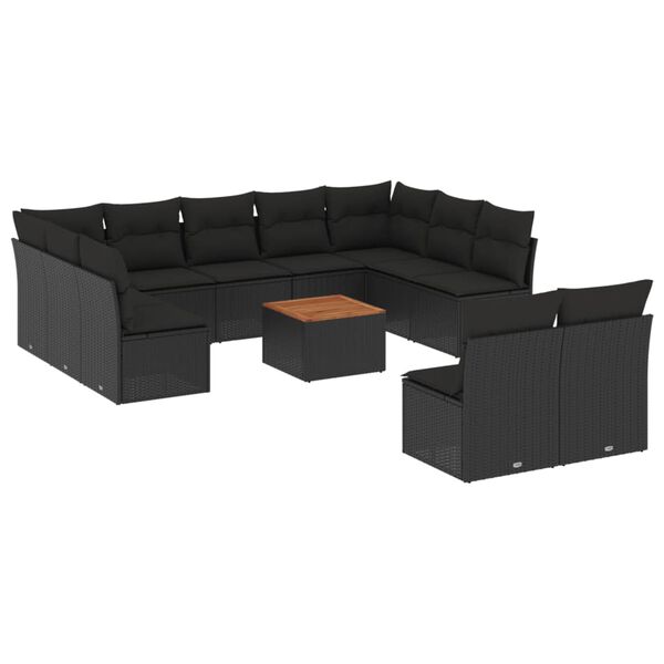 vidaXL Garden Sofa Set Black PE Rattan Large Modular Garden Sofa Set