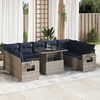vidaXL 10 Piece Patio Sofa Set with Cushions Gray Poly Rattan Acacia