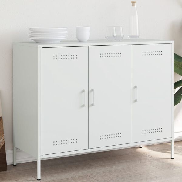 vidaXL Sideboard White Cold-rolled steel Medium Sideboard Rectangular