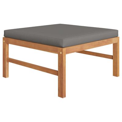 vidaXL 10 Piece Patio Lounge Set with Gray Cushions Solid Teak Wood