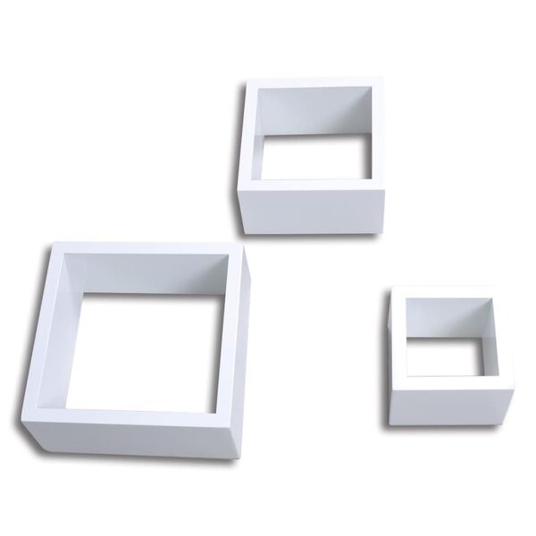 vidaXL Shelf White MDF Small Wall mounting Cube Shelf Square Retro