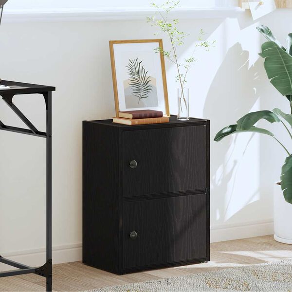 vidaXL Bookcase Black Oak Engineered wood 15.7x9.4x20.5 in Bookcase