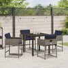 vidaXL Garden Dining Set with Cushion 5 pcs Grey Poly Rattan