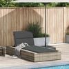 vidaXL Sunbed with Floating Cushion Light Grey Poly Rattan