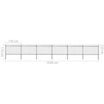 vidaXL Garden Fence with Spear Top Steel 401.6"x47.2" Black