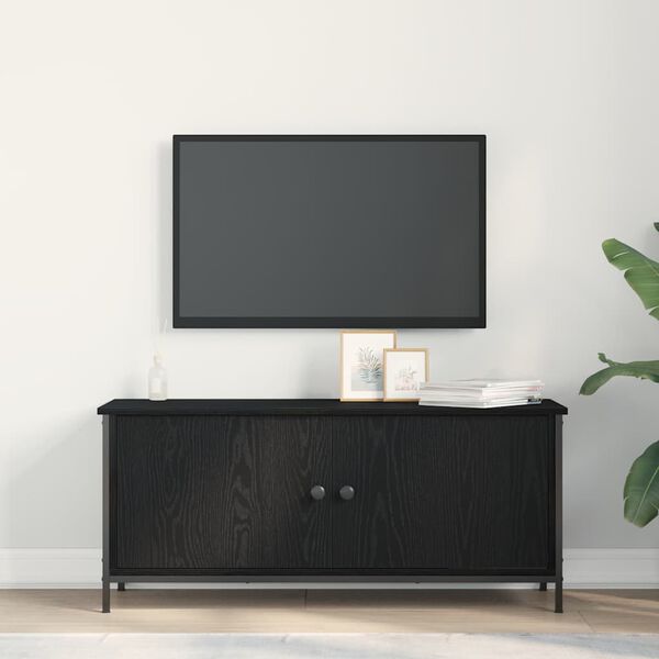 vidaXL TV Cabinet Black Oak 39.37 x 13.78 x 17.72 in Engineered Wood