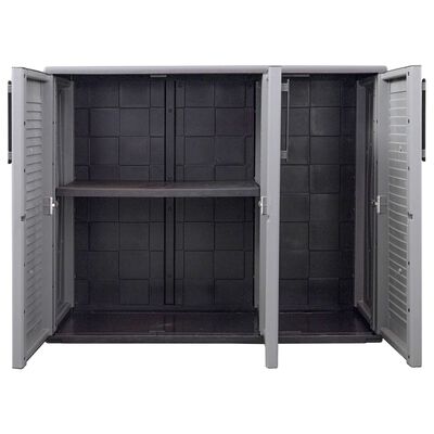 vidaXL Garden Storage Cabinet Gray and Black 40.2"x14.6"x33.1" PP