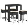 vidaXL Garden Bar Set Black PE rattan Large Removable Covers