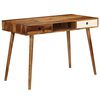 vidaXL Writing Desk Brown and White Solid Acacia Wood