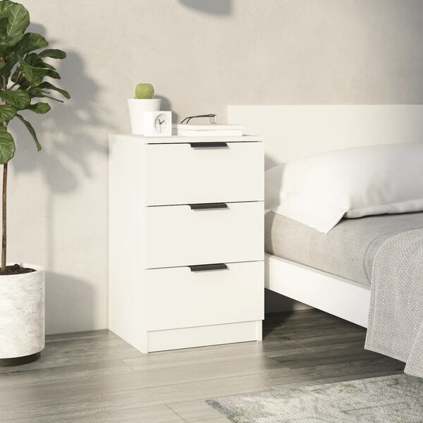 vidaXL Bedside Cabinet White Engineered wood Storage Bedside Cabinet