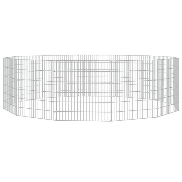 vidaXL Animal Enclosure Silver Galvanized iron Spacious Collapsible