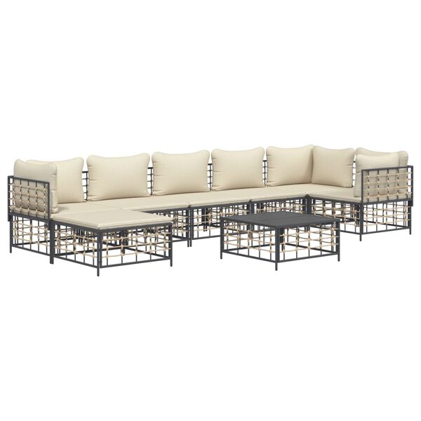 vidaXL Garden Lounge Set Anthracite Poly Rattan Large Modular