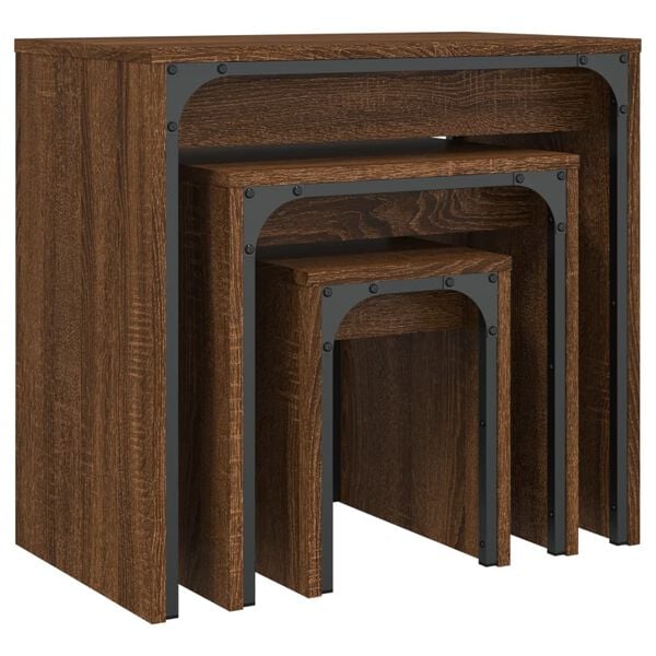 vidaXL Nesting Coffee Table Brown Oak Engineered wood