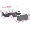 vidaXL Garden Sofa Set Gray PE rattan 10 Piece Modular Garden Sofa Set