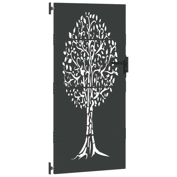 vidaXL Garden Gate 33.5x78.7" Corten Steel Tree Design
