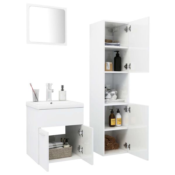 vidaXL Bathroom Furniture Set High gloss white Engineered wood, acrylic