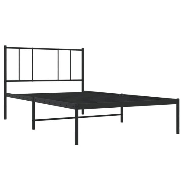 vidaXL Bed Frame Black Powder-Coated Steel 39.4 x 78.7 in Bed Frame