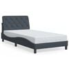vidaXL Bed Frame with LED without Mattress Dark Gray 39.4"x74.8" Velvet