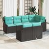 vidaXL Garden Sofa Set 7 pcs Black and Turquoise Poly Rattan