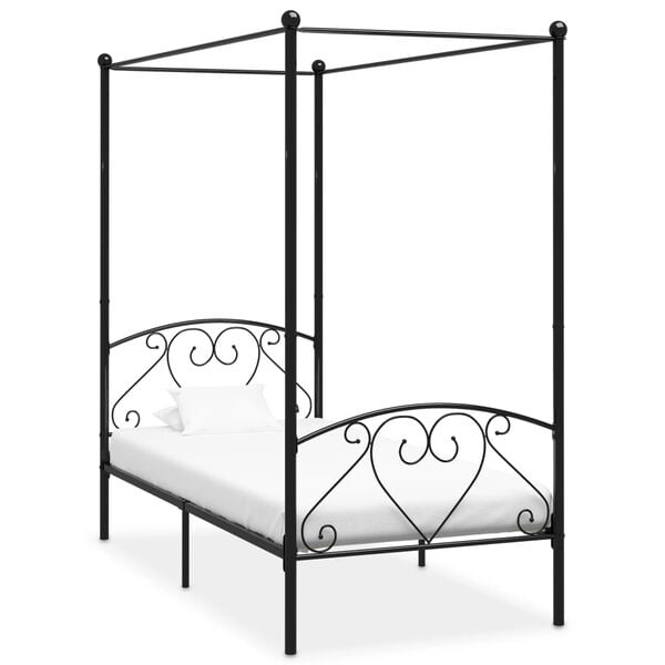 vidaXL Bed Frame Black Solid Metal Single Classic/Traditional