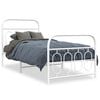 vidaXL Bed Frame White Steel Twin Bed Frame Rectangular Modern