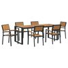 vidaXL Garden Dining Set 7 pcs Black Solid Acacia Wood