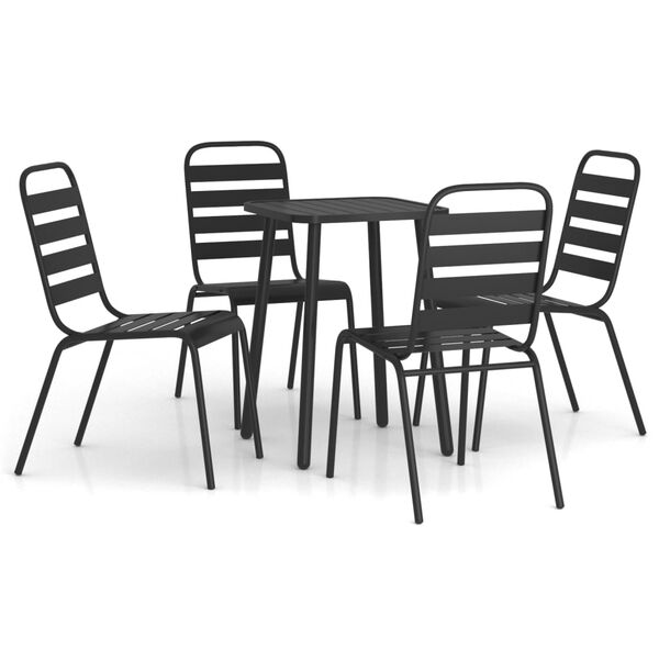 vidaXL Garden Dining Set Anthracite Steel Medium Stackable