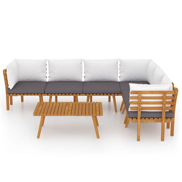 vidaXL Garden Lounge Set Dark grey Solid Acacia wood Large Modular