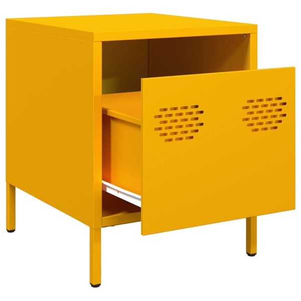 vidaXL Bedside Cabinet Set of 2 Mustard Yellow Cold-rolled steel