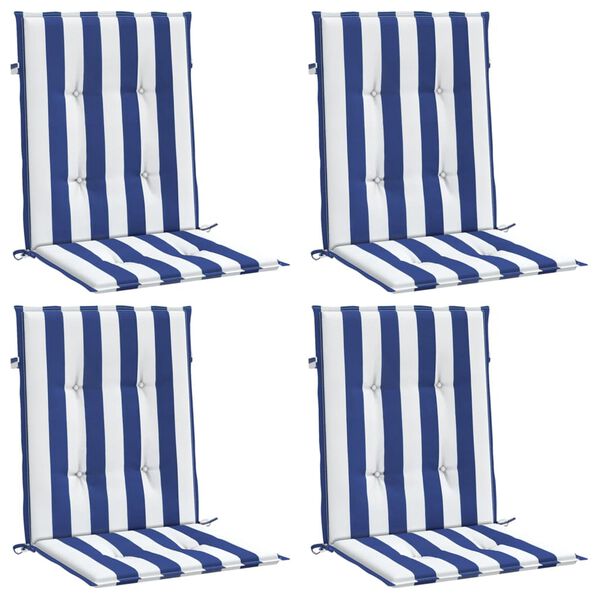 vidaXL Lowback Chair Cushion Set of 4 Blue & White Stripe 100% polyester