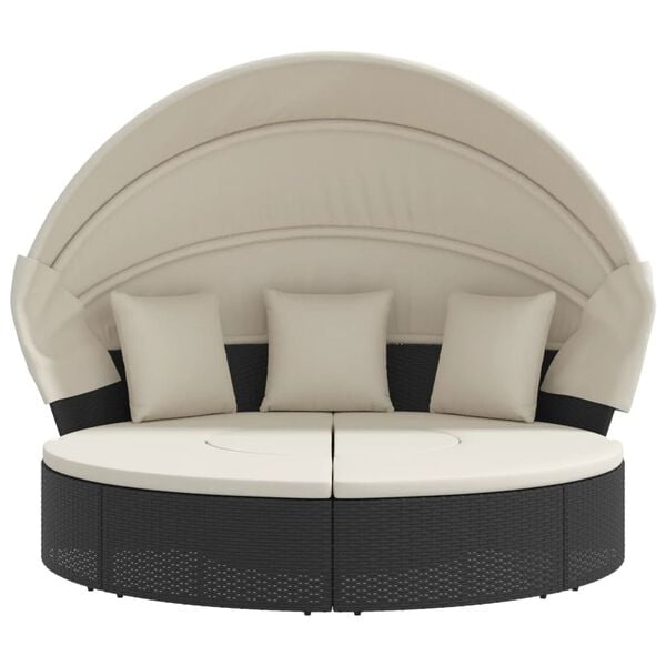 vidaXL Outdoor Lounge Bed Black and Cream