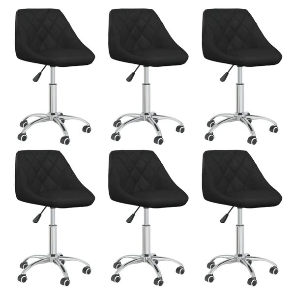 vidaXL Dining Chair Set of 6 Black Chromed steel, faux leather Standard