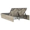 vidaXL Double Sun Lounger with Cushions Light Grey Poly Rattan