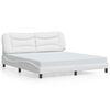 vidaXL Bed Frame White Faux leather, metal, solid pine wood, plywood