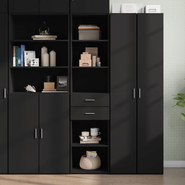 vidaXL Highboard Black Engineered wood 72.8 in tall Storage Highboard