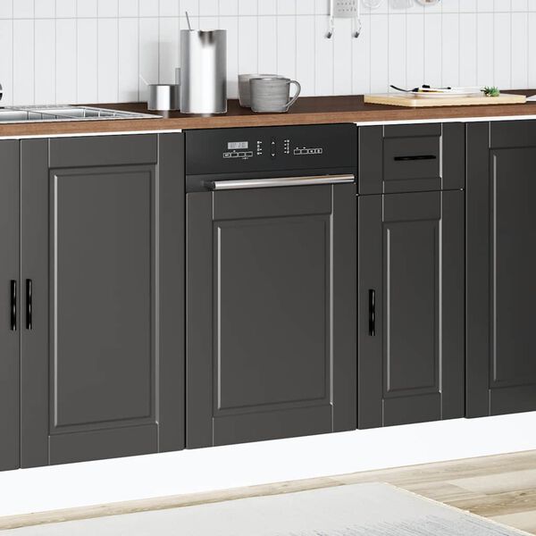 vidaXL Dishwasher Panel Black Engineered wood Standard Durable