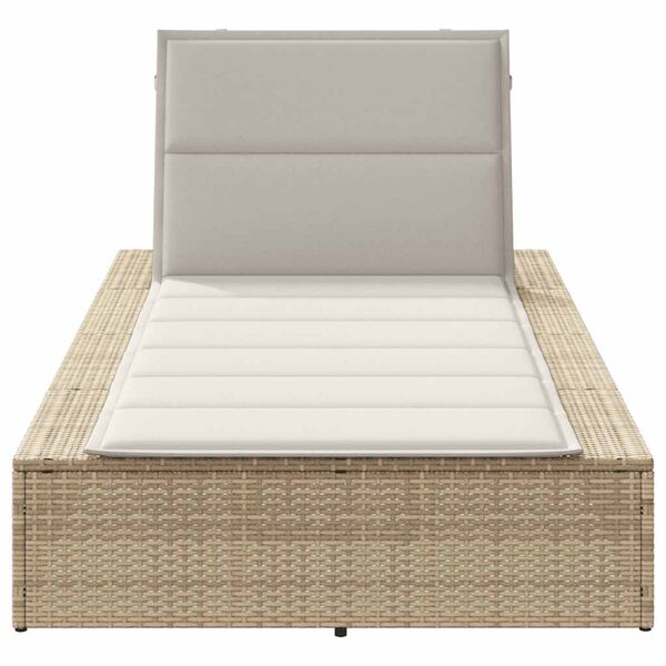 vidaXL Sunbed Beige PE Rattan Multi-Position Backrest Sunbed