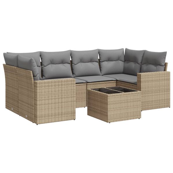 vidaXL Garden Sofa Set Beige PE Rattan Modular Garden Sofa Set