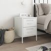 vidaXL Bedside Cabinet White Steel Medium Bedside Cabinet Rectangular