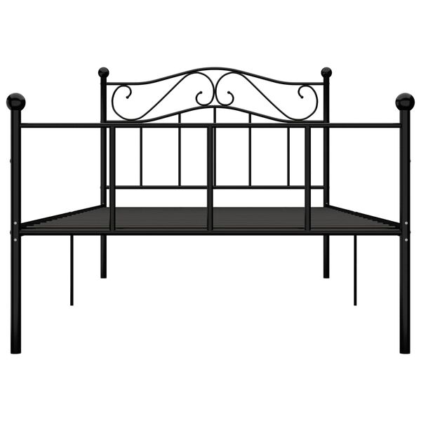 vidaXL Bed Frame Black Metal Twin Bed Frame Rectangular