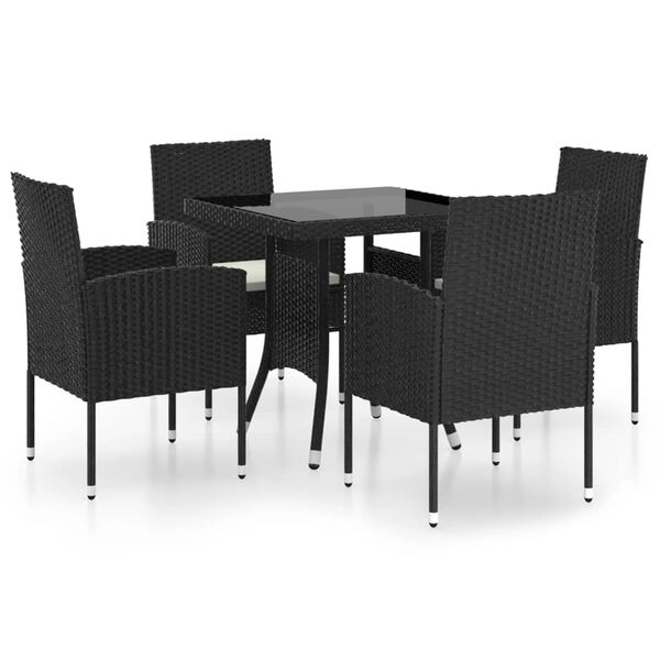 vidaXL Garden Dining Set Black, Cream White