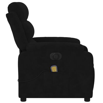 Side profile of black reclining armchair with visible remote pocket