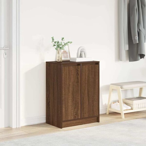 vidaXL Shoe Cabinet Brown Oak Engineered Wood Medium Shoe Cabinet