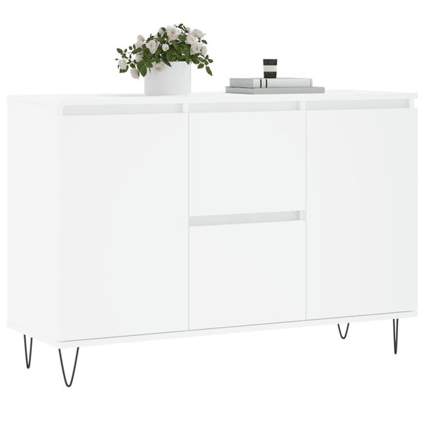 vidaXL Sideboard White Engineered Wood, Iron Medium Sideboard
