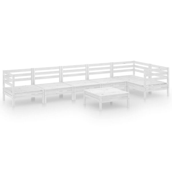 vidaXL Garden Lounge Set White Solid pinewood 7 Piece Modular