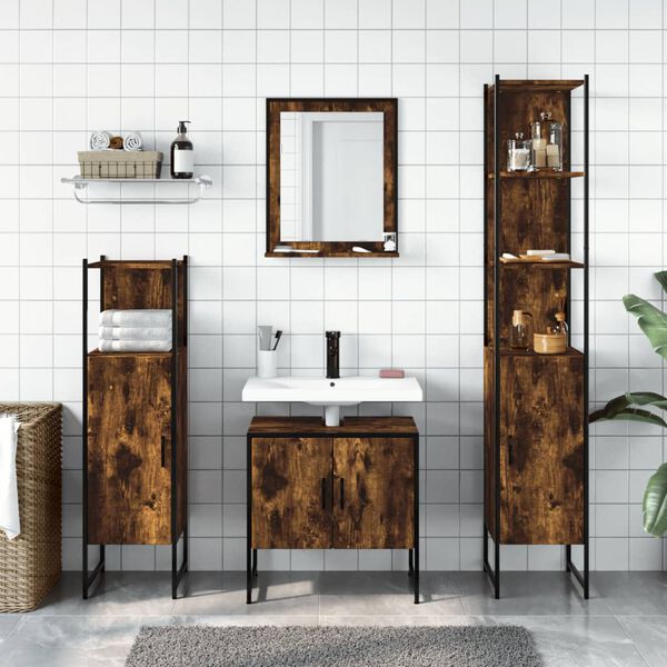 vidaXL Bathroom Cabinet Set Smoked Oak Engineered Wood Standard