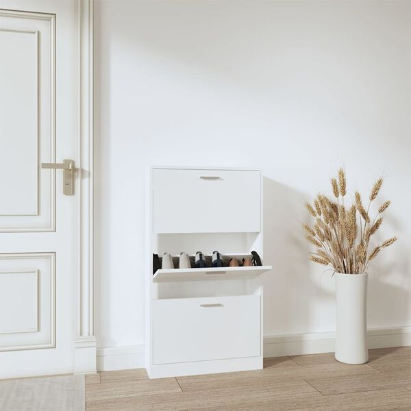 vidaXL Shoe Cabinet White Engineered wood 23.2 x 6.7 x 42.5 in